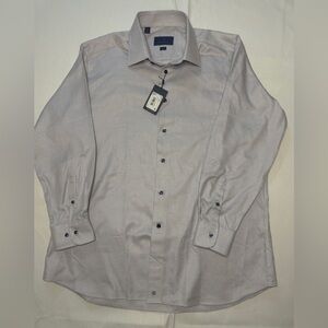 David Donahue Mens Dress Shirt 17.5 32/33 Trim Fit 100% Cotton NWT
